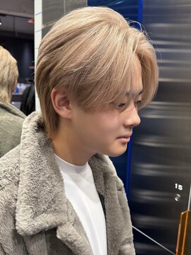 サンクマーケット 渋谷(cinq MARKET) メンズミルクティーベージュコンマヘアアッシュグレージュカラー