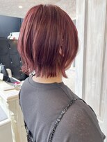 キャアリー(Caary)&nbsp;福山市Caary赤味艶レッドブラウンくびれボブテラコッタカラー