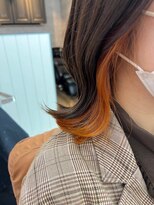 アジールヘア 北千住駅西口店(agir hair)&nbsp;イヤリングカラーインナーカラー暖色カラーオレンジカラーボブ