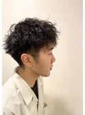 ツーブロマッシュ×波巻き×ツイストスパイラルパーマ