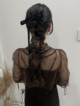 ウル 岡山駅店(ULu.) 結婚式ヘア二次会ヘア編みおろしカチモリシニヨン岡山ヘアセット
