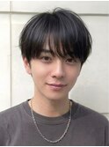 黒髪韓国マッシュショートツーブロックダウンパーマワックスなし