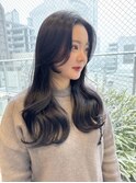 韓国ヘア レイヤーカット グレージュカラー アッシュブラック