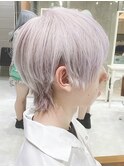 シルバーカラーマッシュウルフショート　ツイストスパイラル