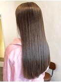 オリーブベージュ ロング 縮毛矯正 ストレートパーマ 20代30代
