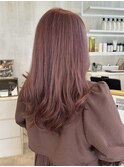 ピンクベージュ×ロングレイヤー×ケアブリーチ