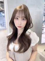 アルバム 池袋(ALBUM) オリーブベージュ顔周りレイヤー前髪カットロング_F30791