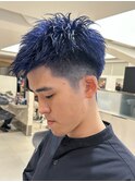 メンズベリーショート#メンズショート#青髪