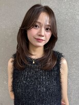 ロンドシエル 横浜(Lond ciel)&nbsp;グレージュブラウン/ミディアムレイヤー/韓国巻き/顔周りカット