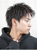 短髪グロスナチュラルスパイキーショートアップバング