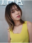 Lien☆小顔シースルーバング×レイヤー外ハネミディ　立川