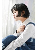 モカヘアー(mocha hair)&nbsp;マッシュボブ×ブルーブラック