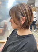 大人可愛いココアベージュグレージュカラーボブウルフ黒髪我孫子