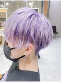 ブルーパープルカラーカラー　ケアブリーチ　マッシュショート