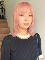 サンク 原宿 表参道(cinq)&nbsp;ミルクティーベージュピンクベージュカラー顔周りレイヤー韓国