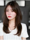 ☆レイヤーカット毛先ワンカールくせ毛風カール薄めバングデジパ