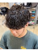 波巻きプードルマッシュ2ブロ刈り上げスパイラル