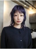 【GEEKS渋谷】ハイレイヤーウルフ/小顔/ダークパープル/春カラー