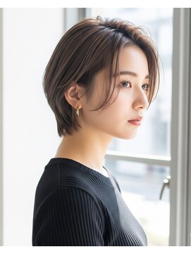 ラディシュ さがみ野(RADISH) 小顔透明感カラー愛されショートボブヘーゼルブラウン大人可愛い