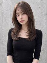 ユーフォリア 新宿通り(Euphoria)&nbsp;ブラウンセミディ外ハネくびれ顔まわりレイヤー前髪
