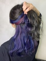 オースト ヘアー ステラ 新宿店(Aust hair Stella)&nbsp;モノトーングレー×インナーブルー/バイオレット【kizashi】