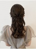 ゆるふわハーフアップヘアセット、結婚式二次会に