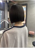 グレージュ × ぱつっと切りっぱなしボブ♪♪