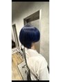 ヘアサロンM 新宿 ワンブリーチで作るブルーカラー