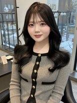 スティル カラン(STILL calin)&nbsp;韓国ヘアロングレイヤーカットブルーブラック前髪カット