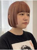 ボブ　レイヤー　ピンクカラー　ブリーチ　髪質改善　オージュア
