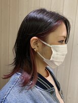 ザナドゥ 巣鴨店(Xanadu) ミディアムウルフ×フェイスインナーカラーレッド