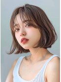 イメチェン 外ハネ ボブ 美髪 ワイドバング ブルーブラック