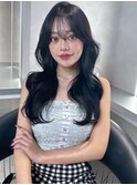 韓国風レイヤー ロングカット 艶ブラウンカラー