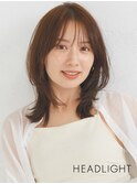 くびれ小顔ミルクブラウン似合わせウルフミディアムレイヤー韓国