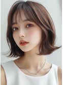 イメチェン 外ハネ ボブ 美髪 ワイドバング ブルーブラック