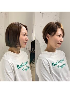 ジュベ 別府店(juve.) 別府ショートボブ顔まわりレイヤーカット髪質改善カラー30代