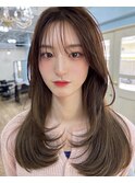 レイヤーロング韓国風カラー透明感髪質改善秋カラー冬カラー