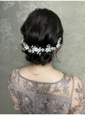 シニヨンヘアセットアップスタイルヘアセット結婚式ゲスト渋谷