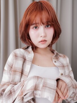 カバーヘア 上尾西口店(COVER HAIR) コーラルピンクひし形くびれヘアウルフレイヤーbs1上尾20代30代