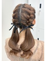 スタイル 横浜(STYLE)&nbsp;結婚式お呼ばれ編みおろしツインテール／ヘアセット/アレンジ