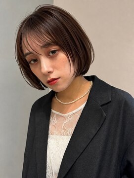 トリッカ シブヤ(TRICCA SHIBUYA) 切りっぱなしボブ/透けバング/シースルーバング/艶ブラウン