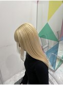 ハニーブラウンクラゲヘアシアーバングデザインカラーブリーチ