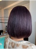 ダブルカラーラベンダーアッシュカラーケアブリーチショートボブ
