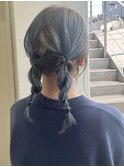 ツインアレンジ/ヘアアレンジ/編みおろし/ロープ編み