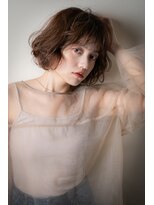 カバーヘア ブリス 戸田公園西口店(COVER HAIR bliss)&nbsp;グレージュカラーゆるふわAラインボブパーマw戸田公園20代30代