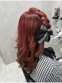 編みおろしハーフアップ