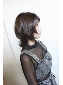 :ボブウルフ　:外はねレイヤー　:ラベンダーアッシュブラウン
