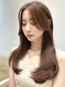 バイオレット 横浜店(Violet) 韓国ロングレイヤーカット顔まわりカットマロンベージュKA-84