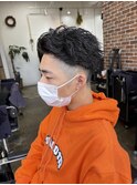 爽やかメンズショートメンズパーマメンズウェーブヘアアッシュ