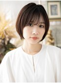 丸みショートボブ/小顔カット/ダークアッシュ/マッシュショートg